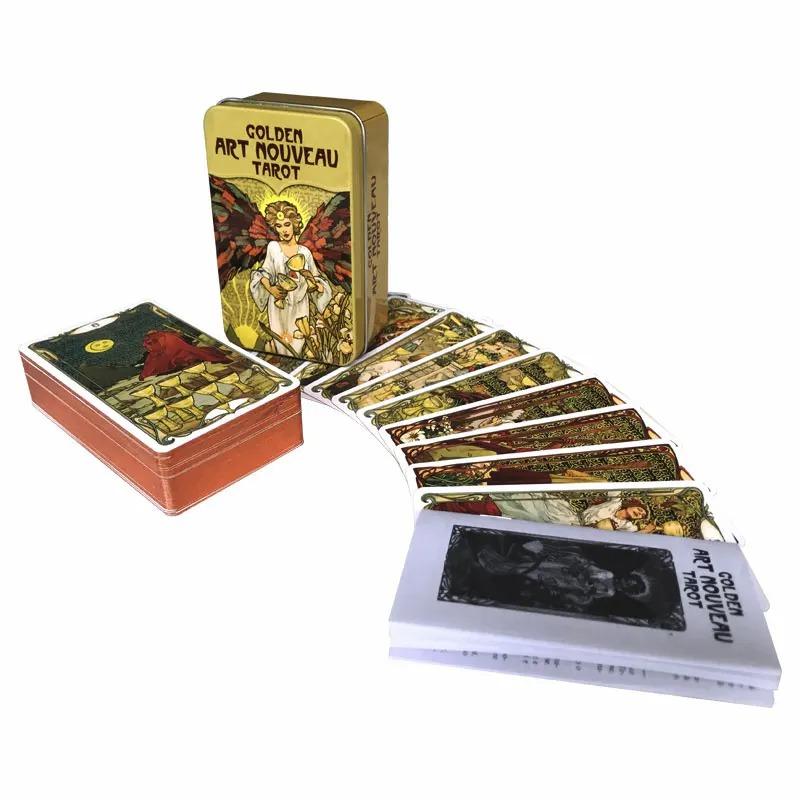 Goldenes Jugendstil Tarot Wahrsagen Anfänger Prophezeiungs-Requisiten Leitfaden Deckspiele Schicksal Wahrsagekarten