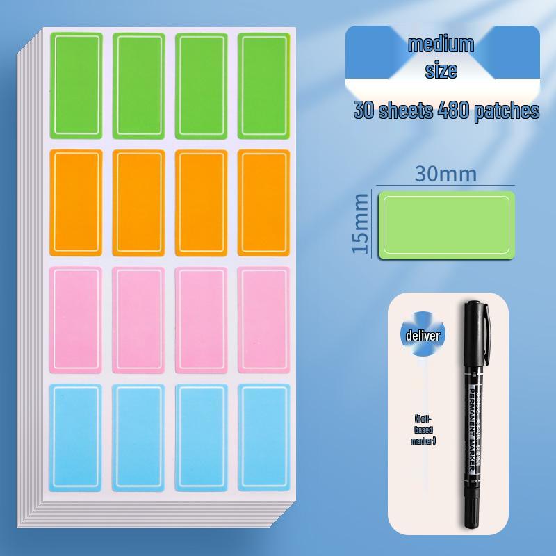 Waterproof Self-Adhesive Name Labels and Colorful Sticky Notes