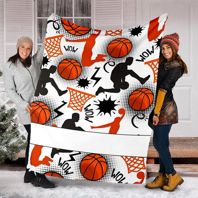 Basketball Theme Printed Blanket - Perfect for Couch, Bed, Travel & Outdoor Use | Machine Washable, Cozy & Durable.