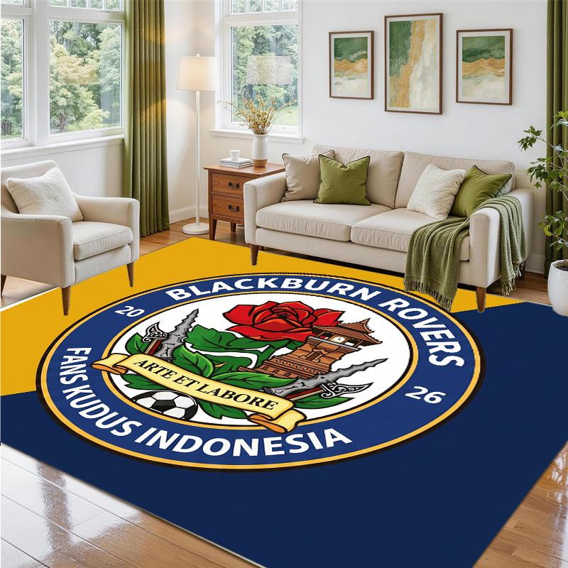 Blackburn Rovers Football Design Crystal Velvet Rug Soft Decorative Mat for Bedroom Entrance