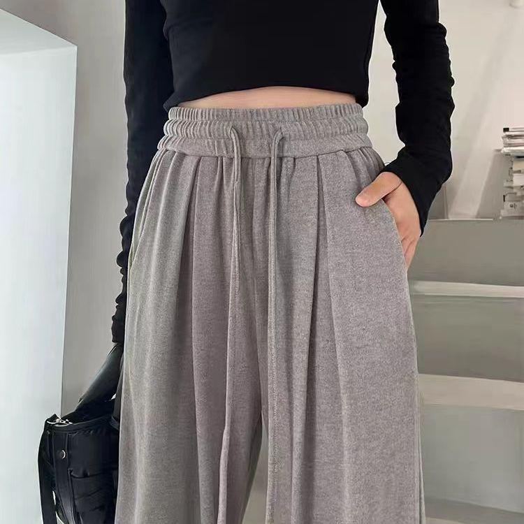 

Women s Beige High-Waisted Wide-Leg Pants - Slimming, Loose-Fit, Floor-Length, Casual Spring/Autumn Style 2XL