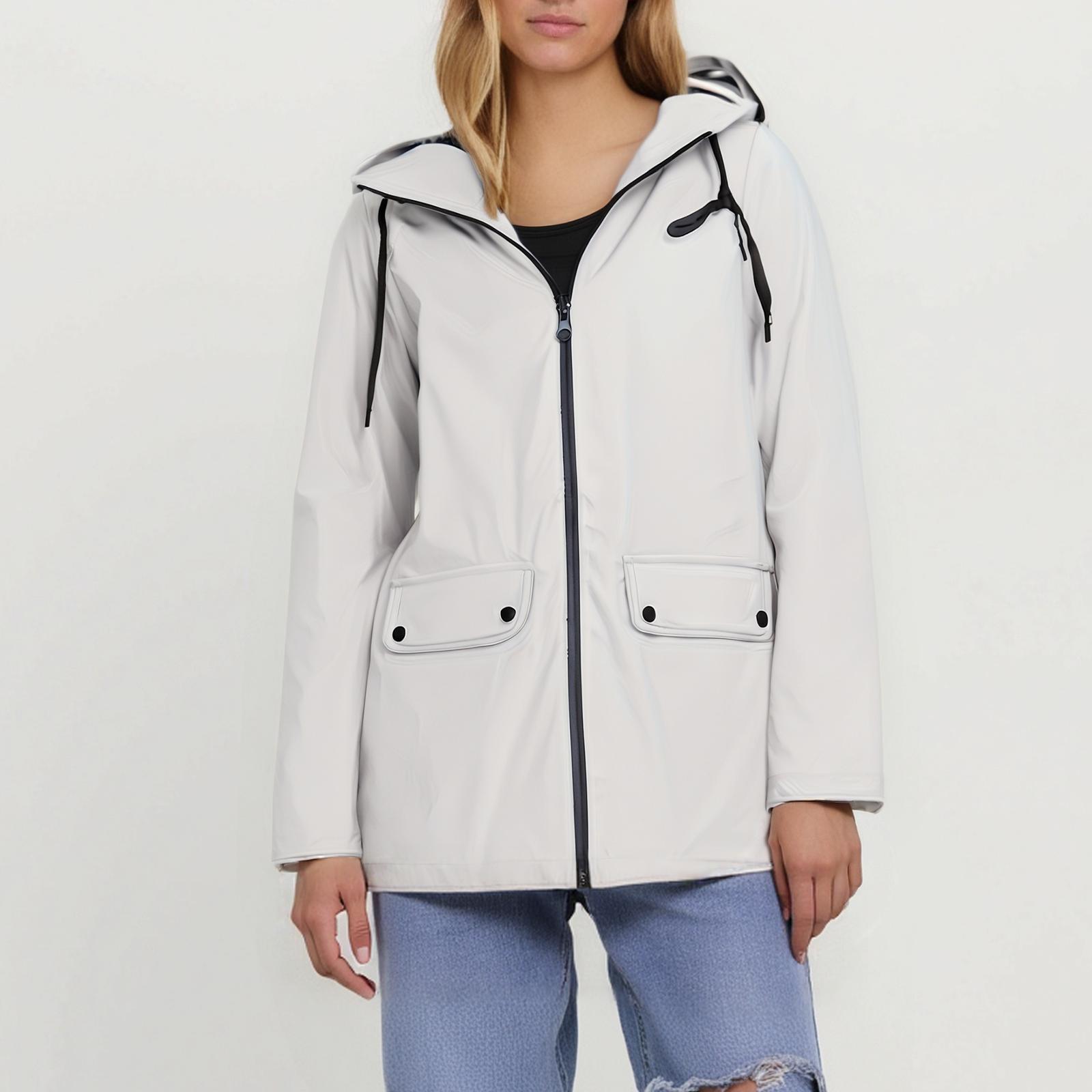 

Jacket Women Plus Size Packable Lightweight Raincoats Waterproof With Hood Winter Coat Jackets L білий