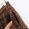 Women's Retro Plaid Wool Blend Midi Skirt - High Waist A-line with Double Pockets for Autumn/Winter