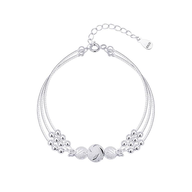 925 Sterlingsølv Rund Perle Charm Armbånd & Armring For Kvinner Jenter Fest Bohemsk Mote Smykker SL279