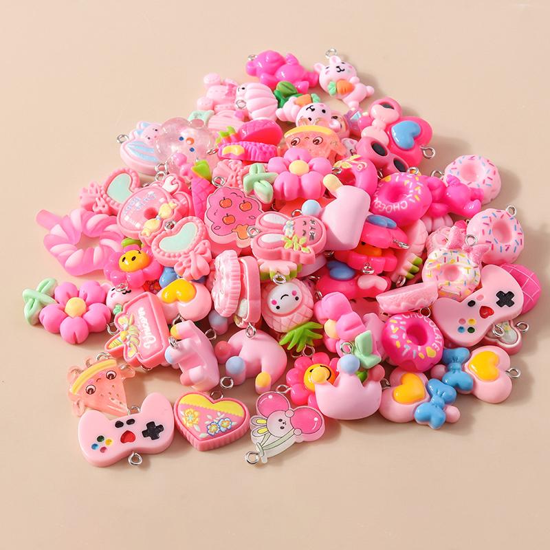 Mixed 10pcs Resin Colorful Heart Flower Animal Rainbow Charms for Earring Necklace Handmade Jewelry Making Accessories