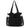 Harujio Denim Drawstring Shoulder Tote Bag, 2-Way, Unisex, Large Capacity, Mini Bag, Pochette, Shoulder Bag, Crossbody Bag, Stylish, Simple, Casual,