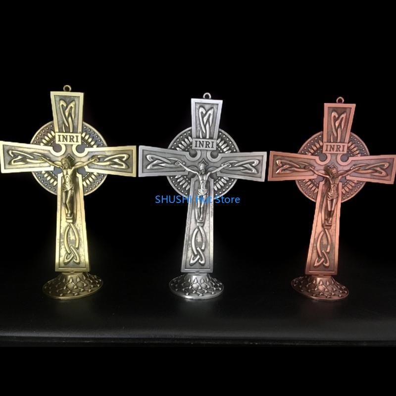 Religious Statues Jesus for Cross Crucifix Figurines Table Ornaments Church Relics Antique Home Chapel Decor D57B