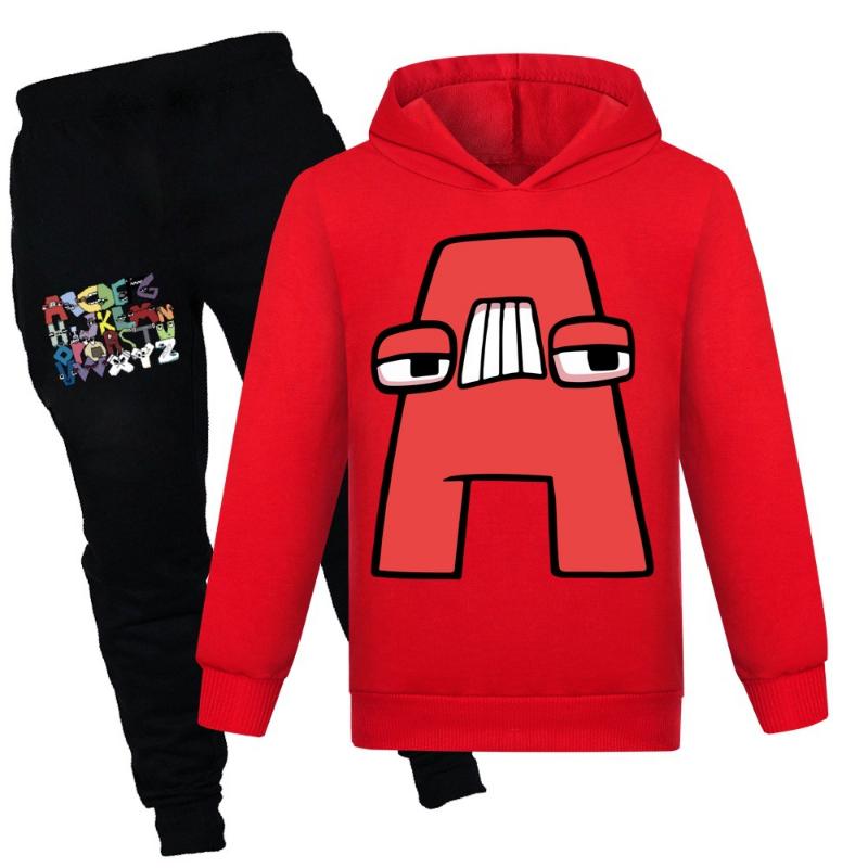 Alfabeto lore A sudaderas con capucha pantalón 2 uds conjuntos sudadera pantalón niños alfabeto lore niños conjuntos de ropa Halloween niños trajes de chándal