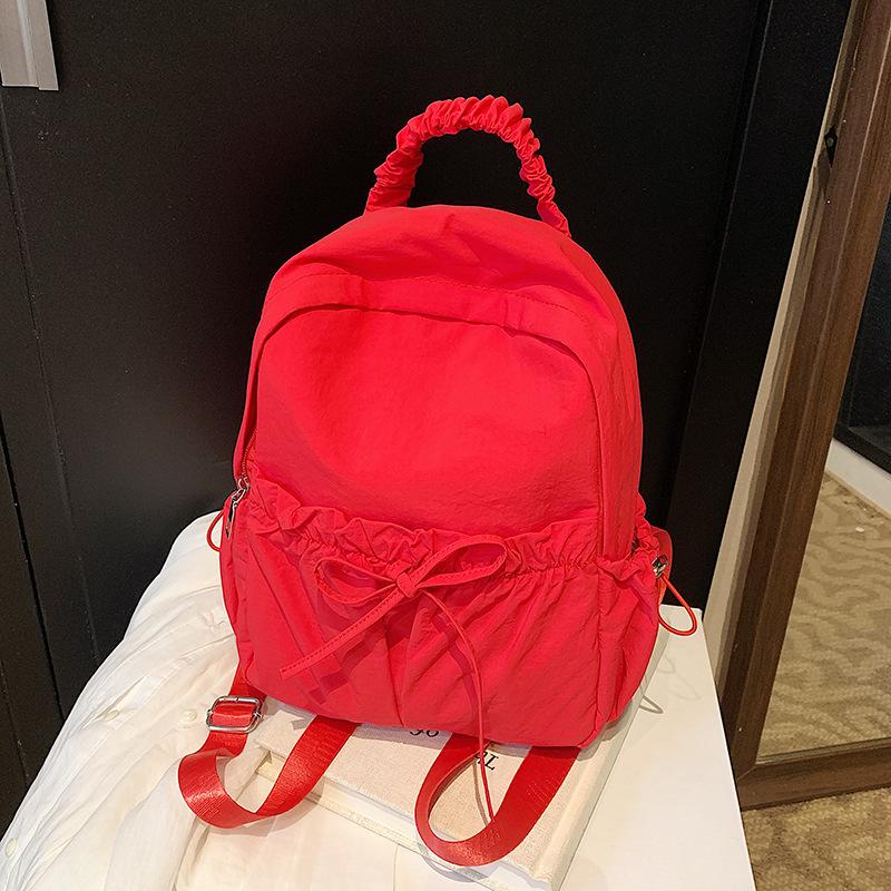 Geantă de umăr la modă cu fundă, din pânză de nailon pliată, rucsac casual versatil