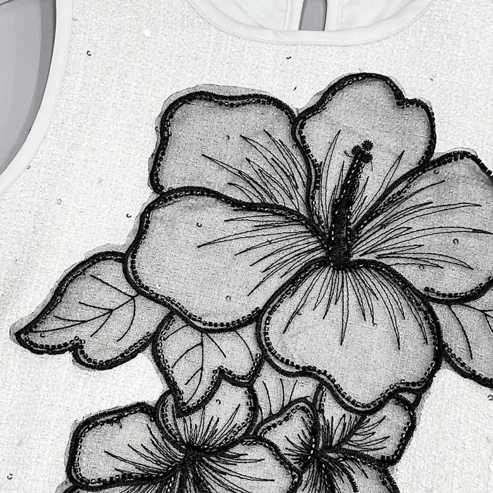 

1 шт. Очень большие цветы Пришивные нашивки Тюлевая отделка Аппликация для свадебного платья DIY украшения чёрный