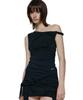ROCKCAKE One Shoulder Drape Top - Black