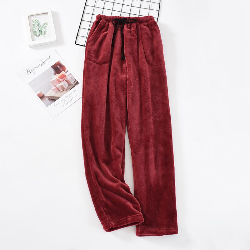 Men's Autumn and Winter Plus Size Padded and Thickened Loose Home Trousers Straight Warm Simple Leisure Trousers