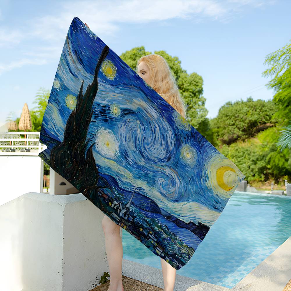 Painter Van Gogh Microfiber Blanket Quick Drying Beach Towels Oversized Printing Super Absorbent Pool Towel Blanket