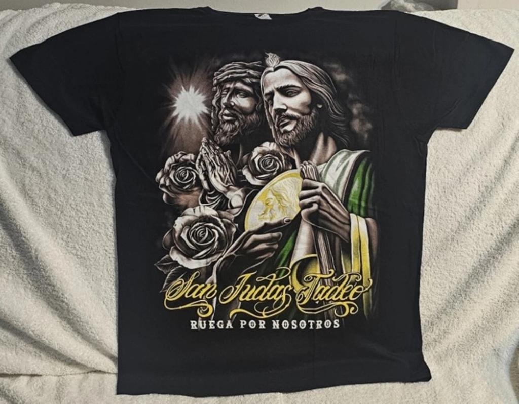 SAN JUDAS TADEO JESUS CROWN OF THORNS FLOWER ROSE RUEGA POR NOSTROS T-shirt