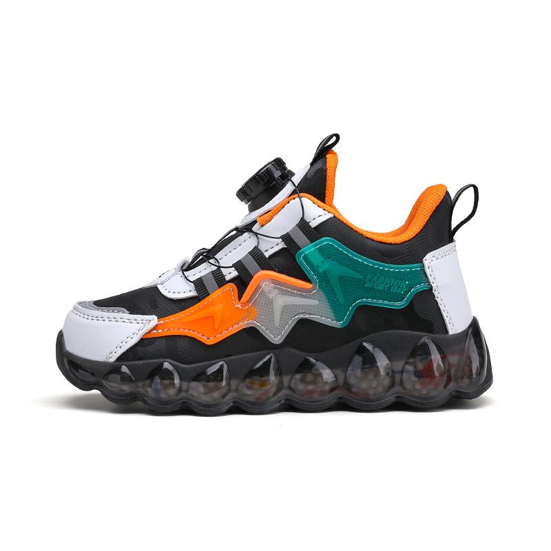 Mesh Sports Shoes with Rotating Buttons for Boys - Soft Sole Running and Basketball Shoes for Children