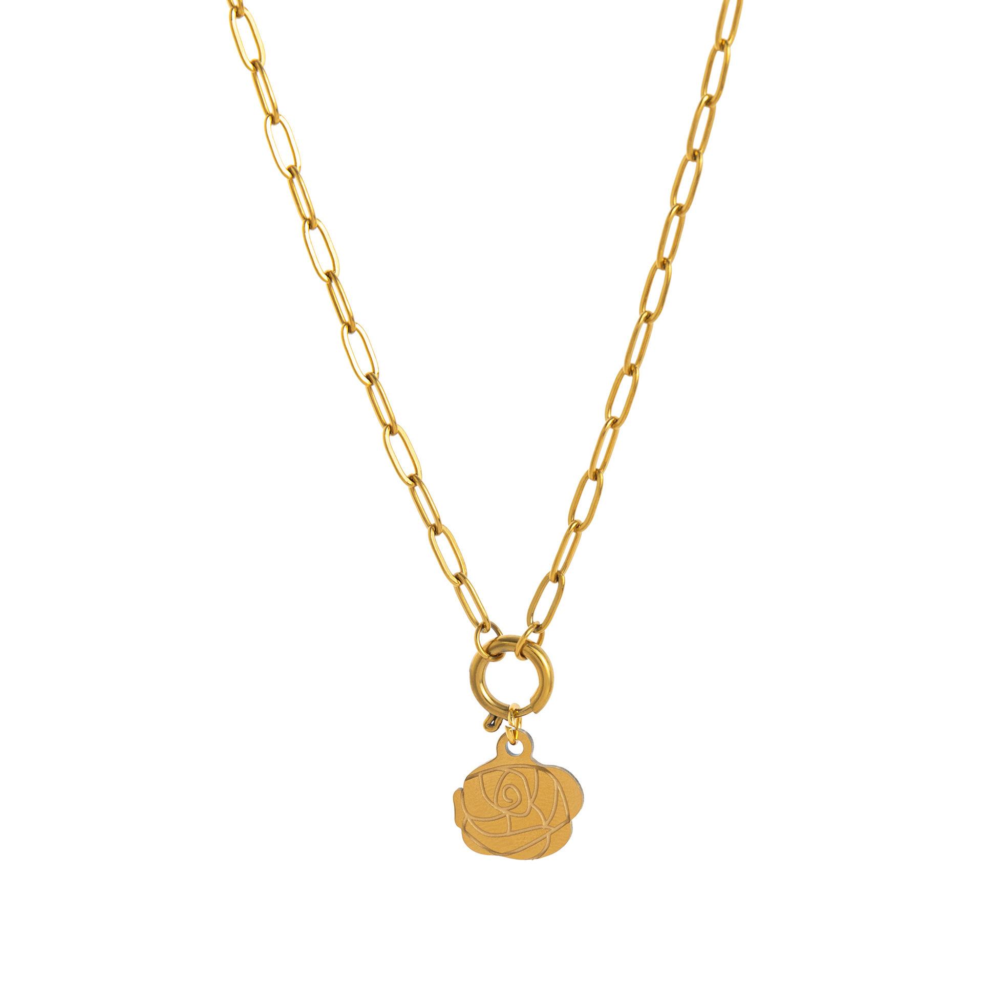 Fashion Trend Diy Pendant Flower Enamel Rose Flower Element Pendant Necklace Stainless Steel Clavicle Chain