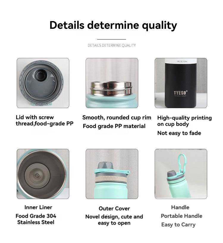 TYESO 600ML Stainless Steel Thermos Bottle Sport Thermal Mug Hot & Cold Mug Vacuum Flask Travel Cup Insulated Water Bottle