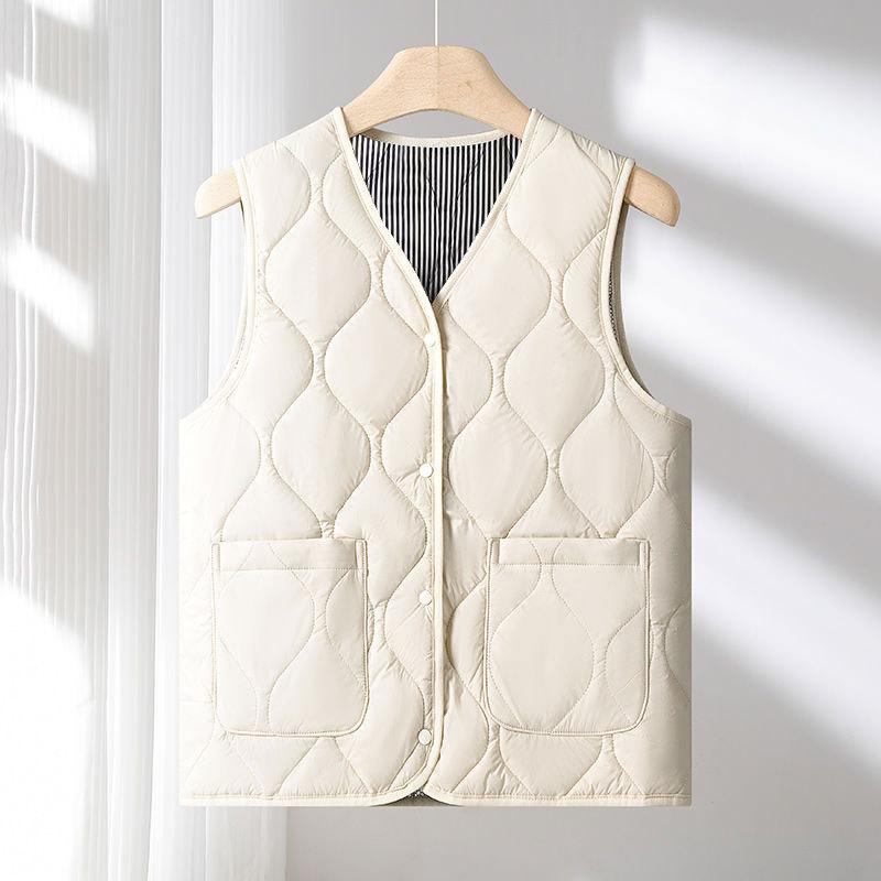 Premium Quilted Vest Button Model, Autumn and Winter Windproof, Cold and Warm Vest Women's Wear Casual Sports