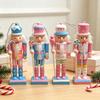 Set of 4 Christmas Character Figures Pink Blue Wood Figures Wall Hanging Ornament for Tree Display, Wreath Styling, Room Display, and Gift Package
