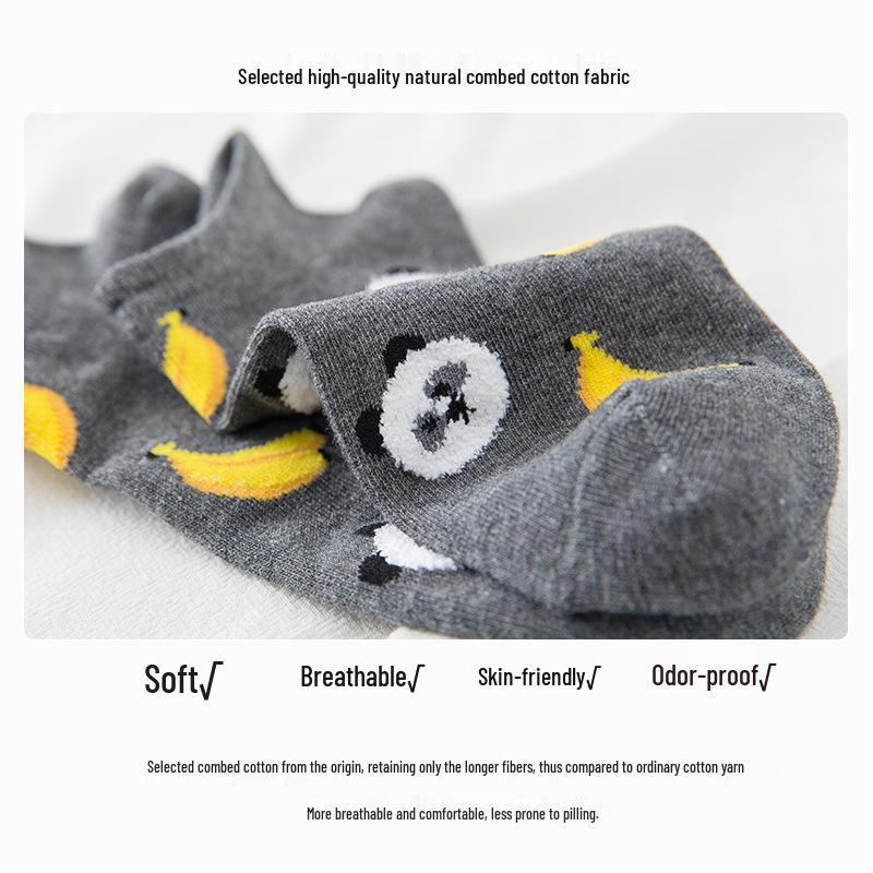 Women's Cartoon Fruit Cotton Low-Cut Socks - Trendy Thin Style for Spring/Summer
