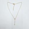 18K Gold Crystal Diamond Y-Shaped Zirconia Sweater Necklace, Colorfast Titanium Steel Jewelry.