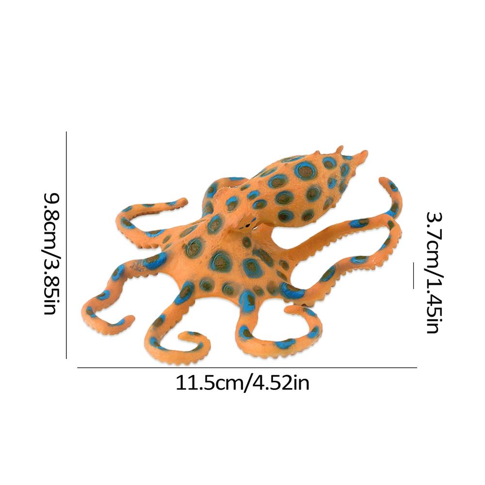 Toy Octopus Blue Ring Octopus Model Small Sea Animals Figures Ocean Animal Educational Toy Prop Desktop Decoration