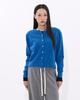 Moaa Gold Button Round-Neck Knit Cardigan (Blue)