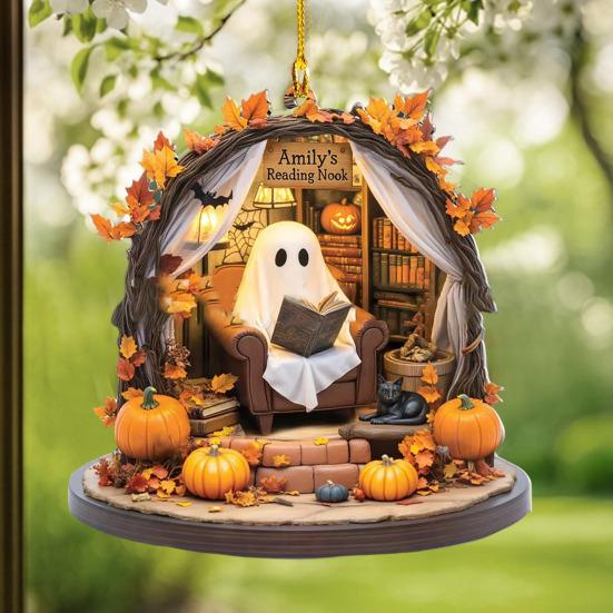 1 Pair Halloween Spooky Ornament Hanging Pendant Durable Construction Cartoon Ghost Design Versatile Home Decoration