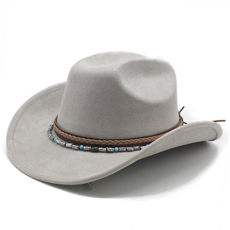 New ethnic style decorative suede jazz top hat with big brim suede one-word top men's and women's denim hat felt hat