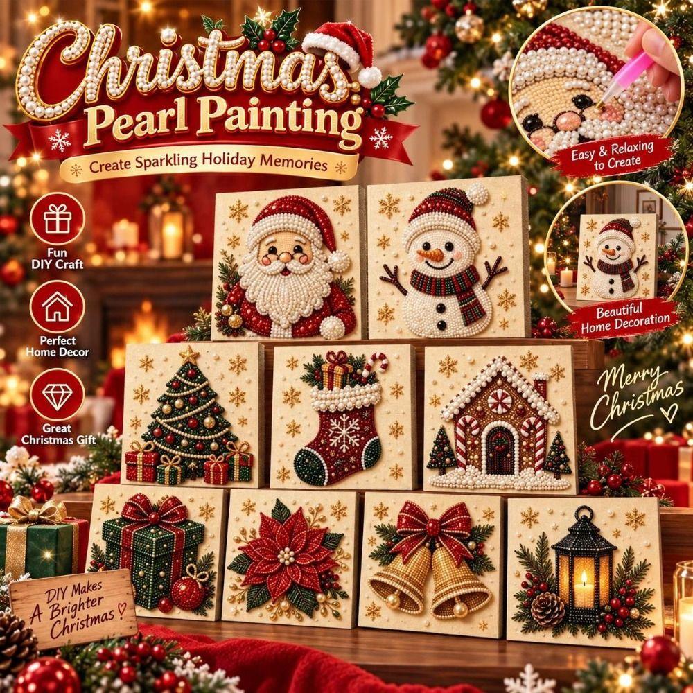 DIY Craft Kit Christmas Diamond Collage 2D Flat Beaded Picture Christmas Decoration