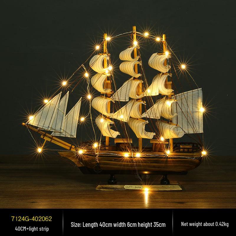 Wooden Pirate Ship Model: Small Boat Ornament for Office or Room Decoration