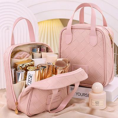 Portable Travel PU Storage Bag Cosmetics New Large-capacity Woven Cosmetic Bag High-value Storage Bag