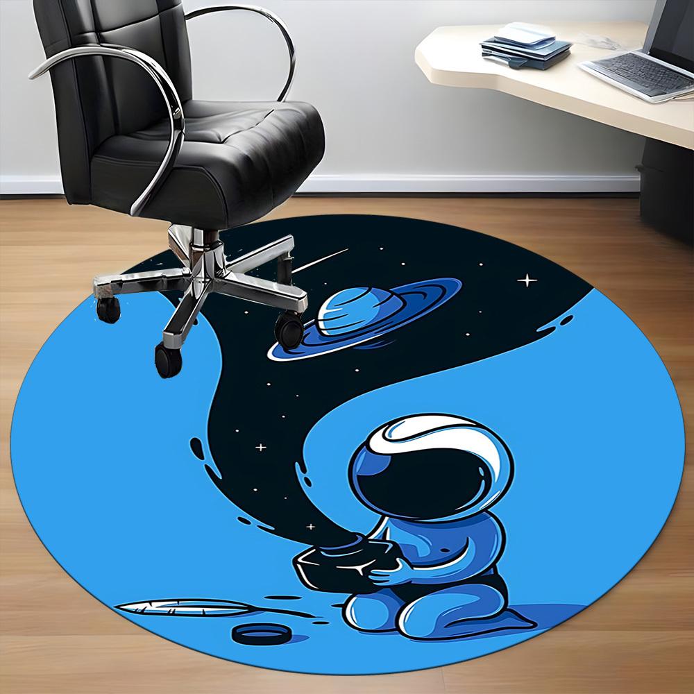 1pc Astronaut Saturn Office Round Area Rug, Under Office Chairs Bedroom Living Room Home Decor, Room Deco