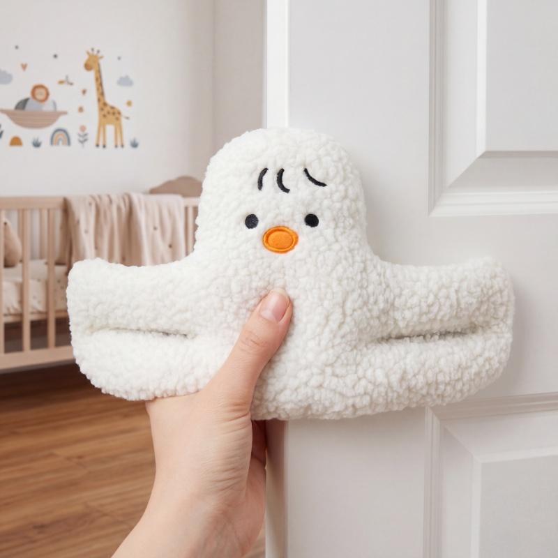 Cute Animal Plush Door Stopper Clip Set Of 3 Soft Fleece Anti-Pinch Decorative Bedroom Door Holders Cat Duck Shaped