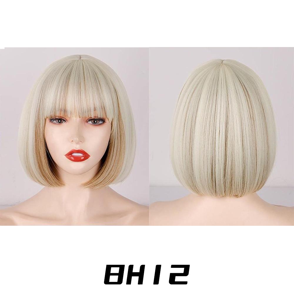 MISSQUEEN Synthetic Chic Bob Wig with Bangs Natural Straight Black Hair Elegant Shoulder-Length Cut Perfect For Women’s Fashion Accessories