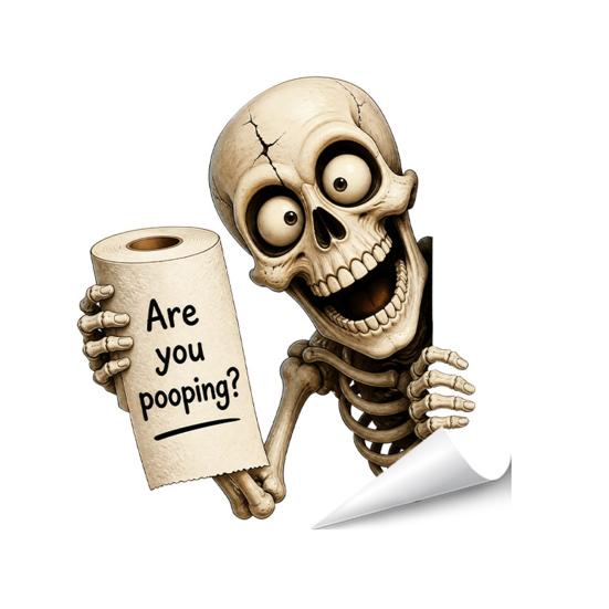 Funny Halloween Bathroom Decor Toilet Sticker, Ghost And Skeleton Print Decals, Waterproof PVC Easy Creepy Decorations Peel Stick Spooky Stickers, for