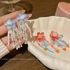 Dopamine Glazed Flower Fringed Earrings Fairy Fairy Vacation Wind Beaded Stud Earrings Show Face Thin Earrings