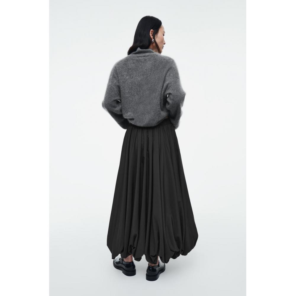 DESIGN - Jupe mi-longue fluide à ourlet asymétrique - Kaki