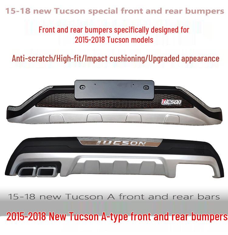 Fits 2015-2018 Hyundai Tucson: Front/rear Bumper Guards, 2018 Model Decorative Bumpers.