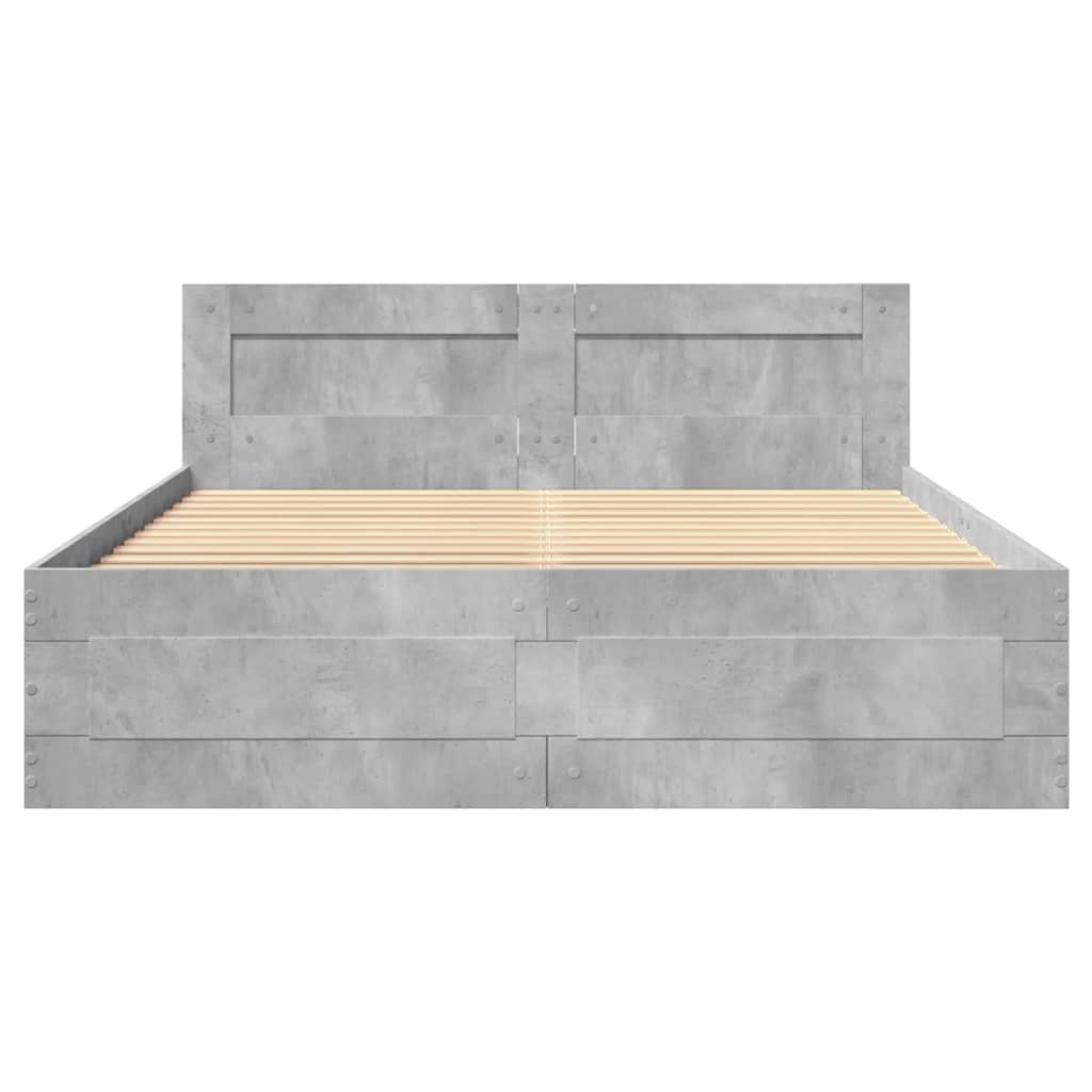 Bed Frame with Headboard Concrete Grey 120x200 cm Engineered Wood