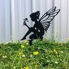 Wrought Iron Fairy Silhouette Statue Outdoor Garden Butterfly Decor Metal Art Lawn Ornament for Home Yard Patio