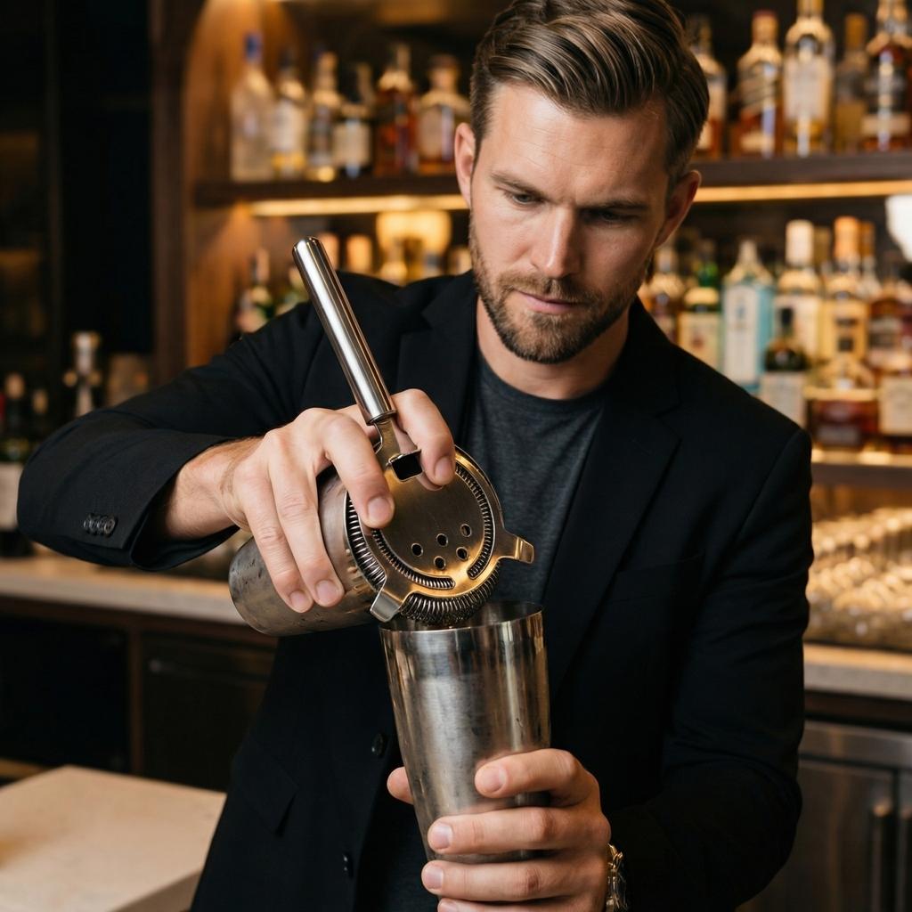 Stainless Steel Cocktail Strainer with Coil Spring for Bartending and Drink Mixing Professional Bar Tool for Home and Commercial Use