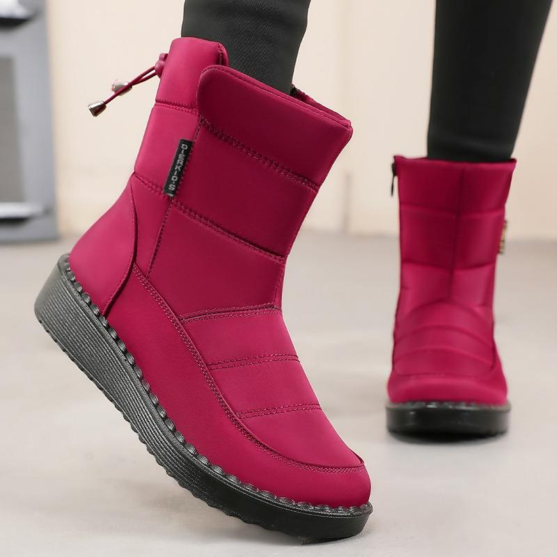 Cotton shoes Winter women's boots Fleece thickened medium boots Polyurethane snow boots Warm and comfortable cotton boots