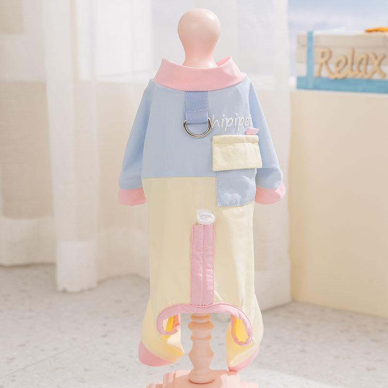1Pcs Summer cat and dog clothing with patchwork design for sun protection - pet cat clothing XS бонди синий