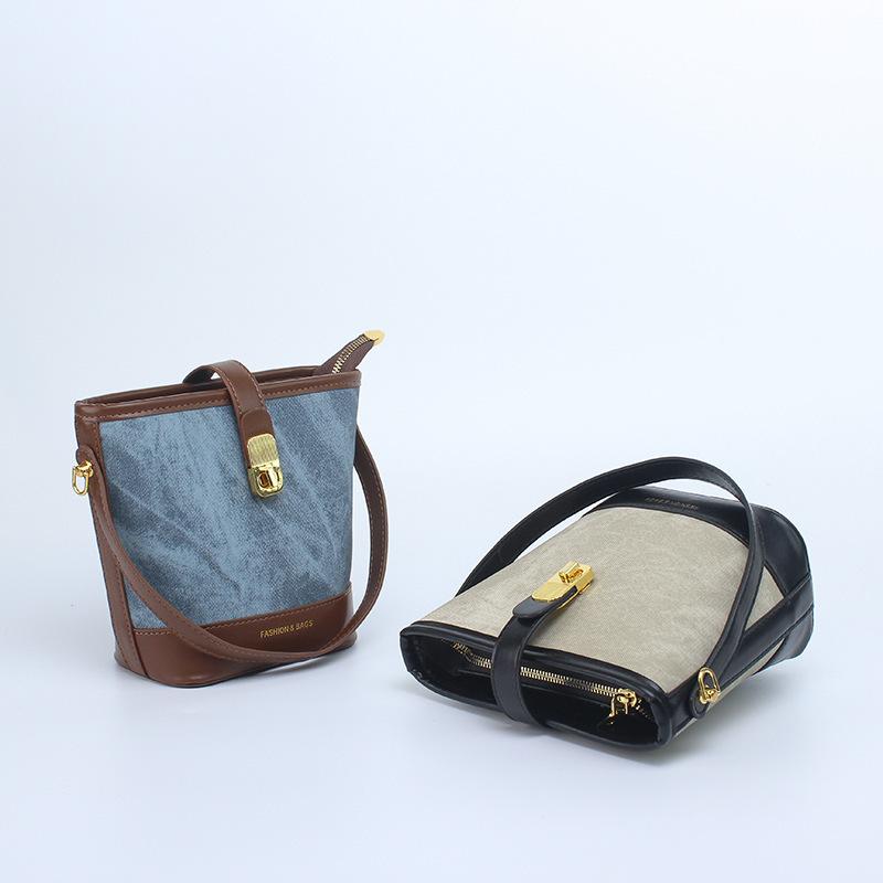 Small-scale Design Handbag - Bucket Bag - Women's High-end Color-matched Vintage Crossbody Bag