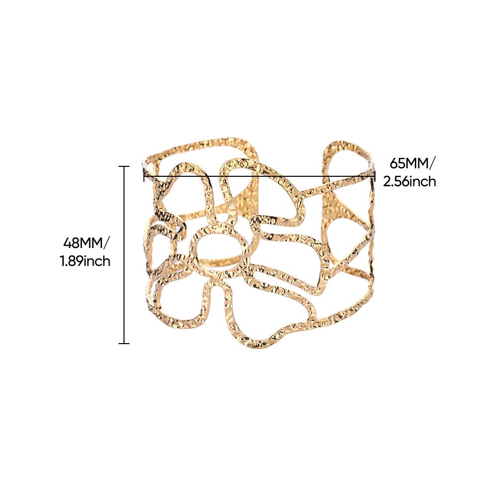 Stainless Steel Sunflower Bracelets for Women Gold Color  Wide Band Open Cuff Bangle Wedding Jewelry Vacation Accessories