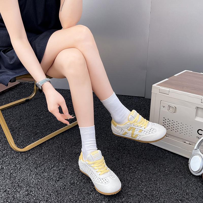 Korean Version of Versatile Summer New Wear Flat Casual Shoes Lazy Shoes Hollow Breathable Fishing Net Explosion German Training Women's Shoes