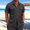 Men's Lapel Jacket With Pockets Casual And Comfortable Short Sleeved Coat