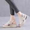 Scarpe estive con zeppa per donna sandali tinta unita punta aperta tacchi alti casual donna cinturino con fibbia sandali femminili alla moda