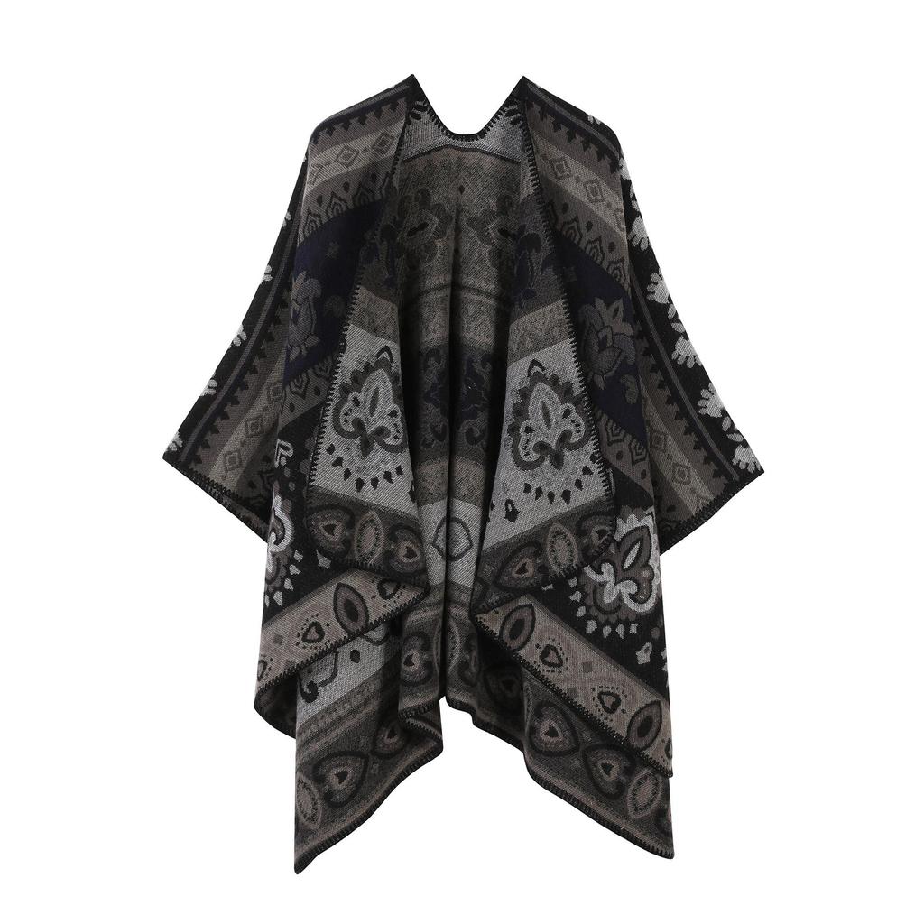 Women's Ethnic Shawl: Northwest Travel Cape, Thick Warm Scarf Cloak